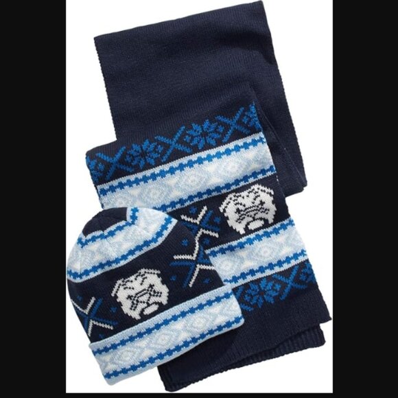 Club Room Bulldog Hat and Scarf Set, Size OS - Blue/White Men's - Picture 1 of 7